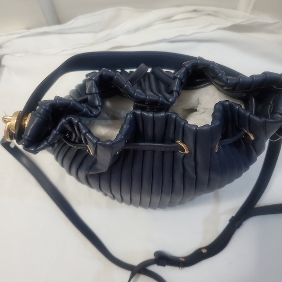 Alfani Phoebie Pleated Bucket Bag, navy - Picture 7 of 7